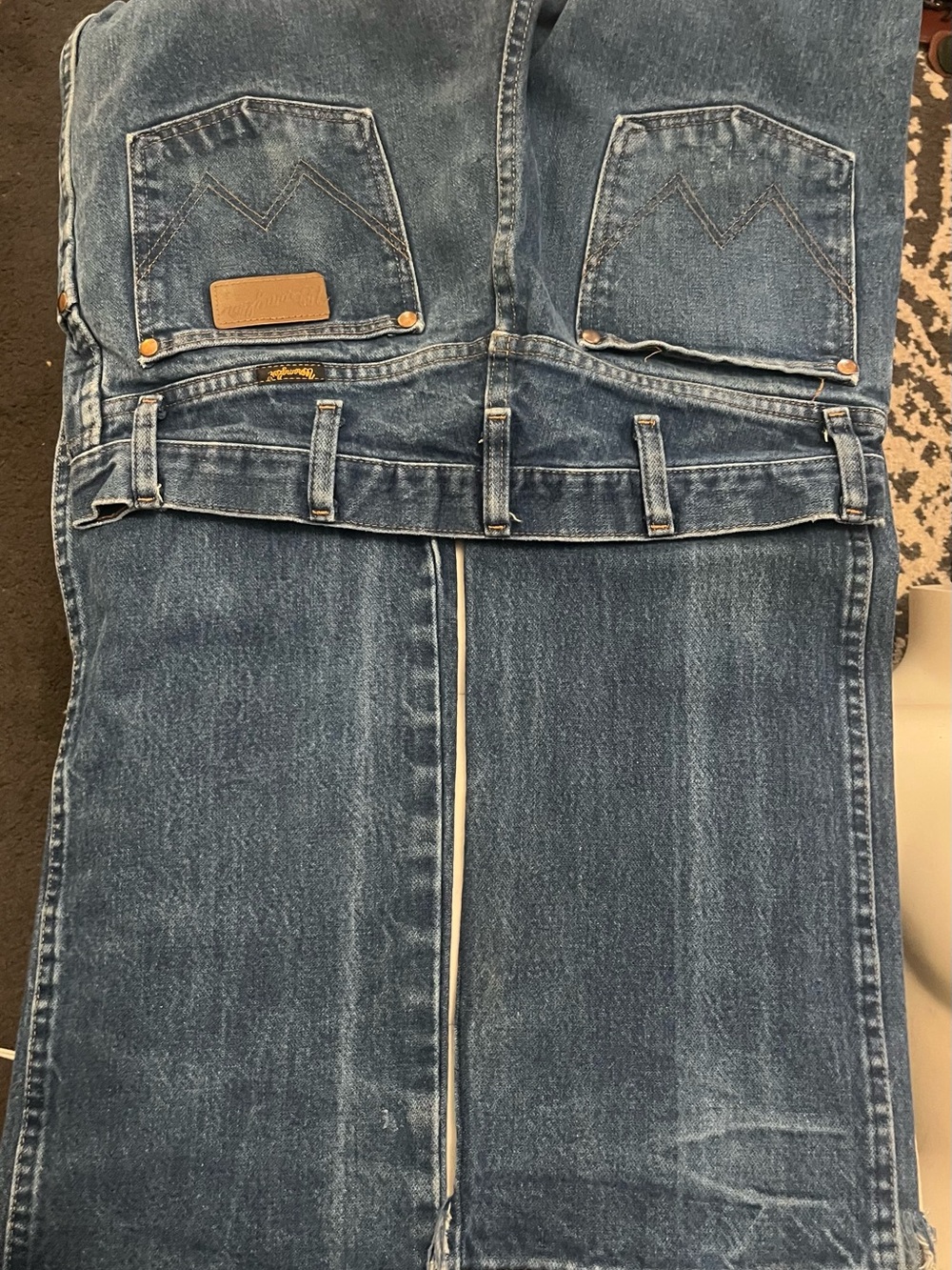Wrangler Blue Denim Jeans with Brass Zipper Detail